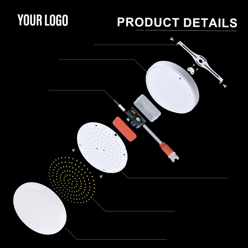 36W површинско LED светло за панел без рамка, алуминиум + компјутер, железо + PP, целосна светлина